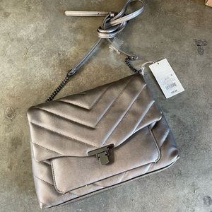 Boxy Quilted Metallic Gray Purse